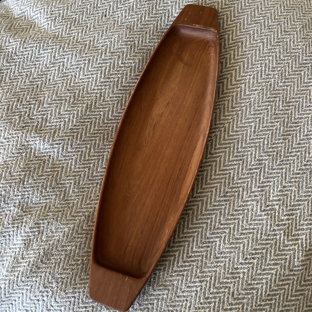 Mid Century Modern Danish Skjode Skjern Teak Wood Serving Platter LONG 21.5"X6"